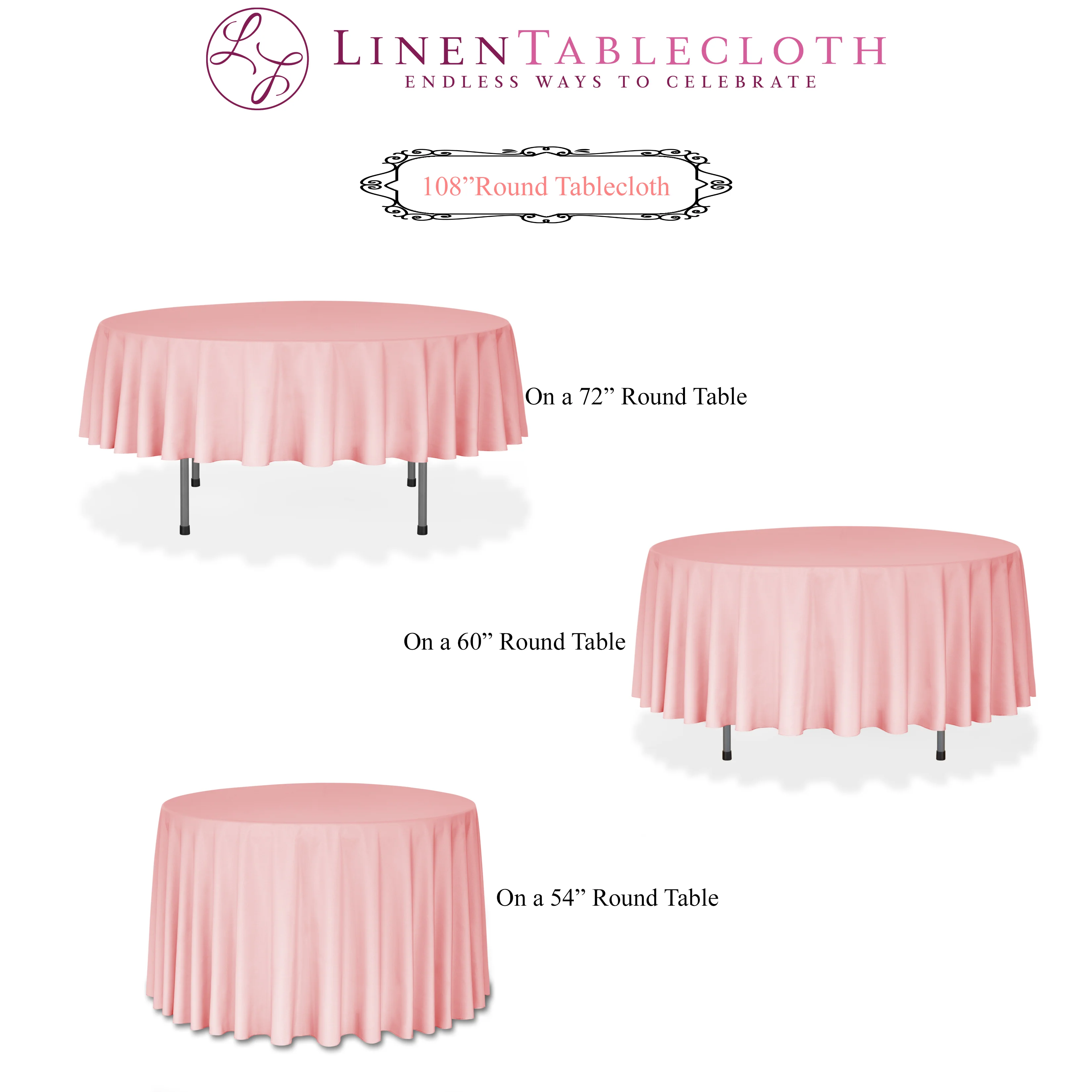 108 in. Round Polyester Tablecloth (20 Colors) - Image 3