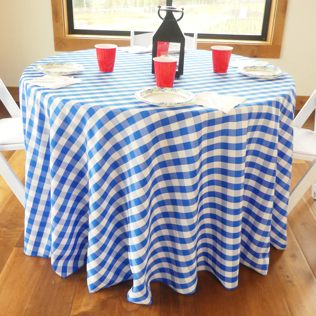108 in. Round Polyester Tablecloth Checkered (4 Colors) - Image 7