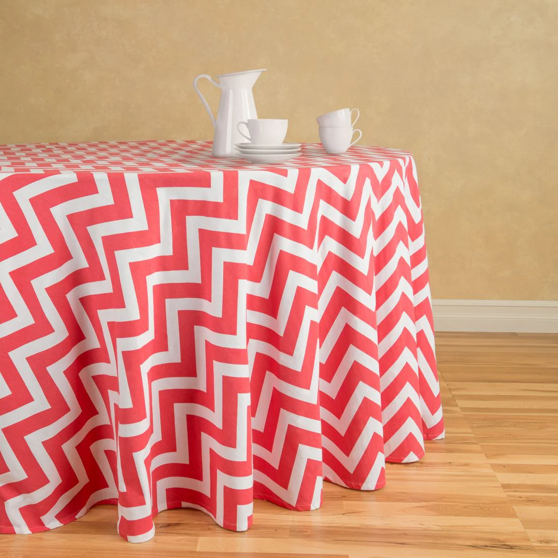 120 in. Chevron Round Cotton Tablecloth (6 Colors) - Image 3