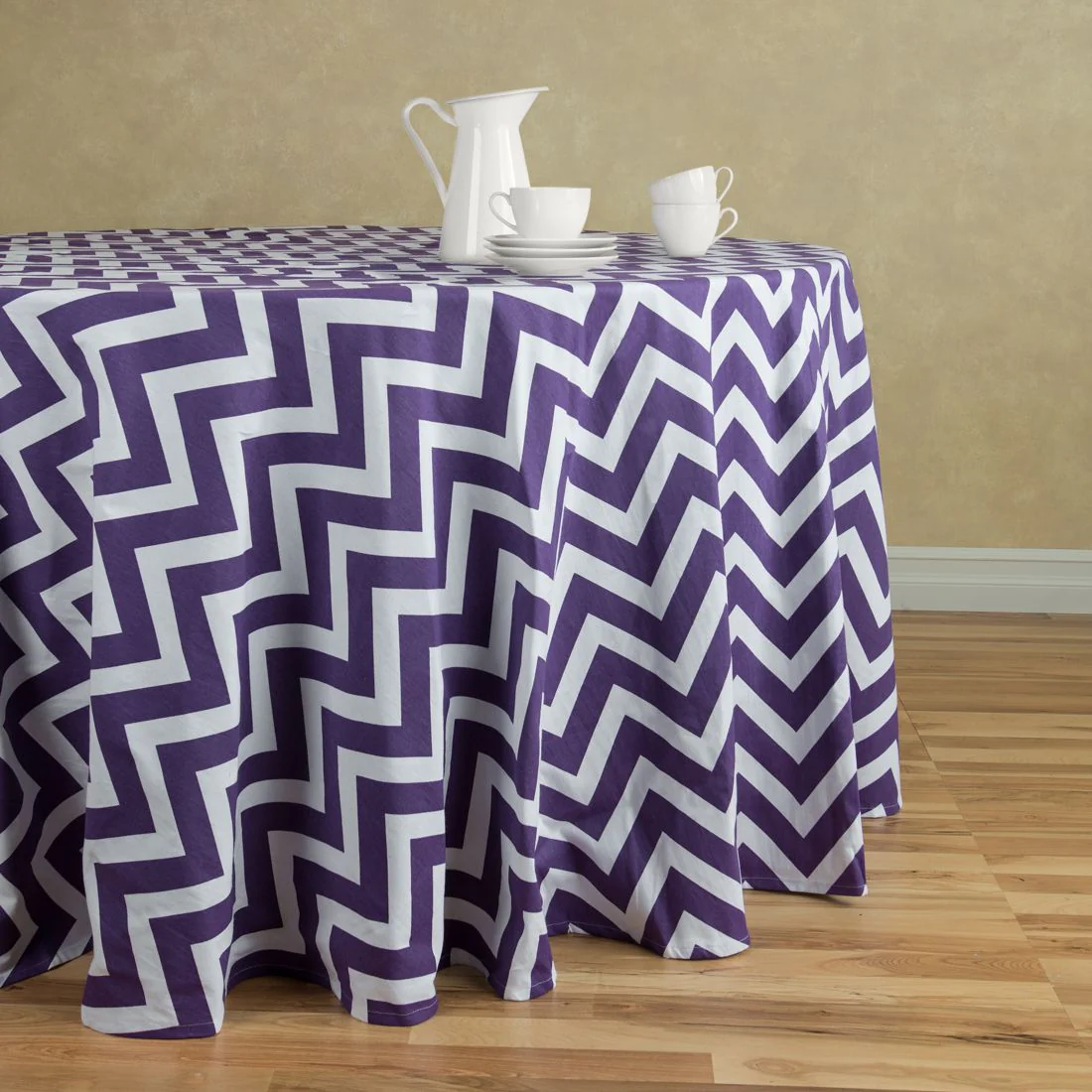 120 in. Chevron Round Cotton Tablecloth (6 Colors) - Image 4