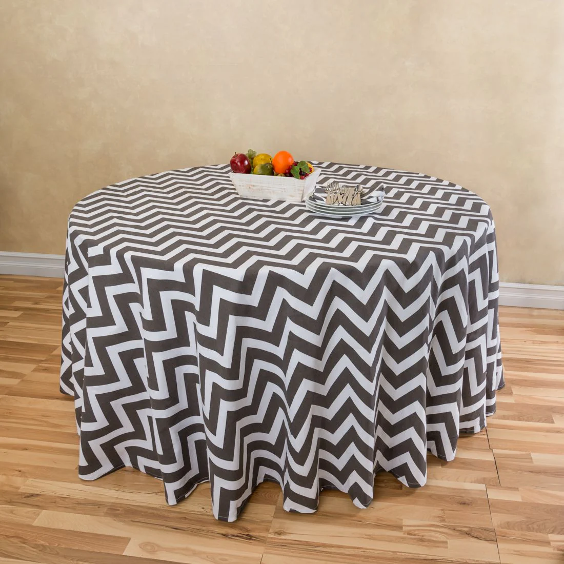 120 in. Chevron Round Cotton Tablecloth (6 Colors) - Image 5