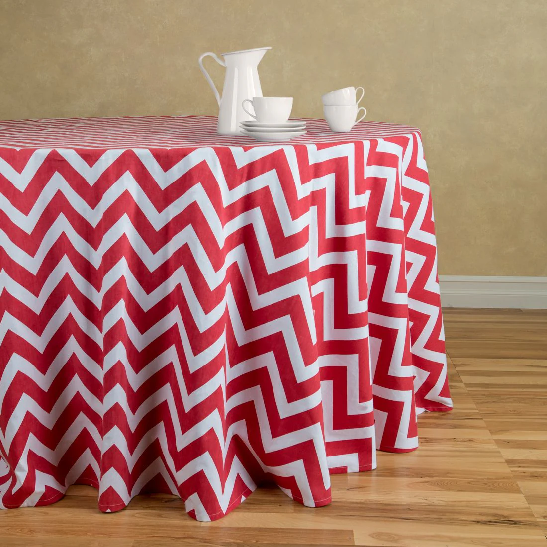 120 in. Chevron Round Cotton Tablecloth (6 Colors) - Image 6