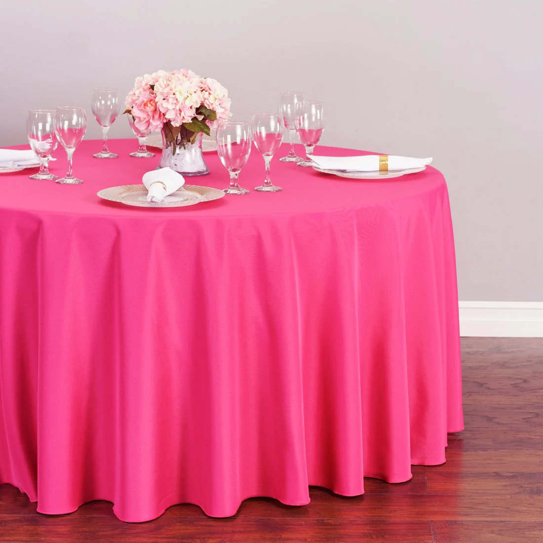 132 in. Round Polyester Tablecloth (20 Colors) - Image 38