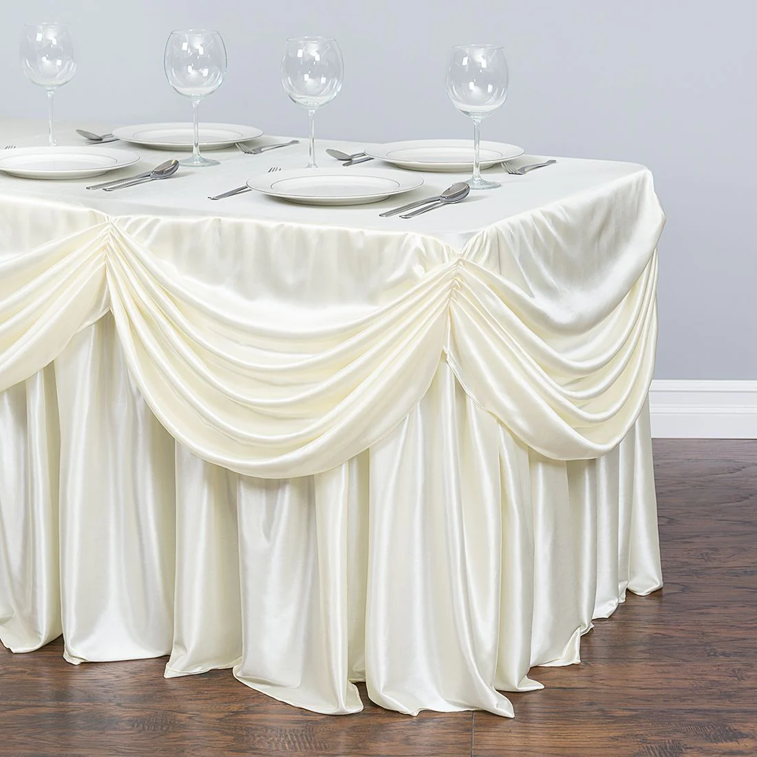 4 ft. Drape Chiffon All-In-1 Tablecloth/Pleated Skirt (8 colors) - Image 10