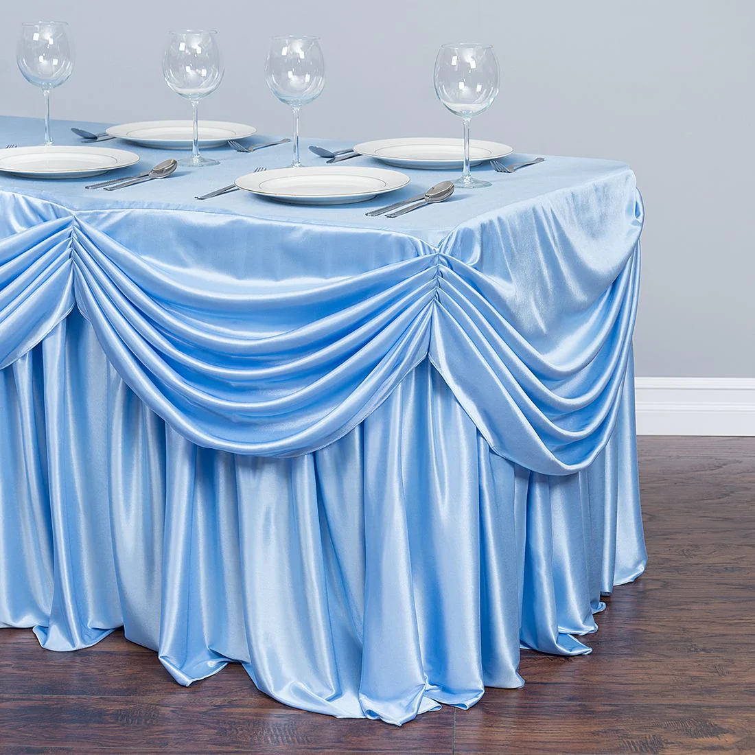 4 ft. Drape Chiffon All-In-1 Tablecloth/Pleated Skirt (8 colors) - Image 12