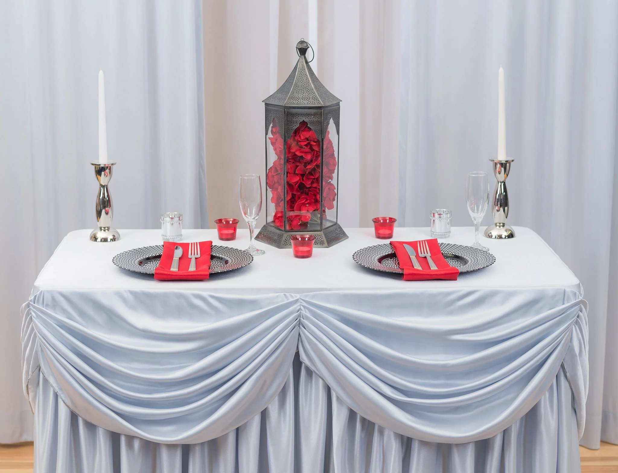 4 ft. Drape Chiffon All-In-1 Tablecloth/Pleated Skirt (8 colors) - Image 3