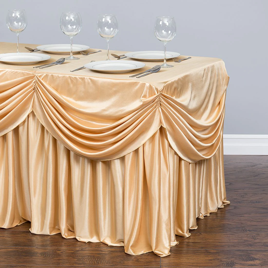 4 ft. Drape Chiffon All-In-1 Tablecloth/Pleated Skirt (8 colors) - Image 4