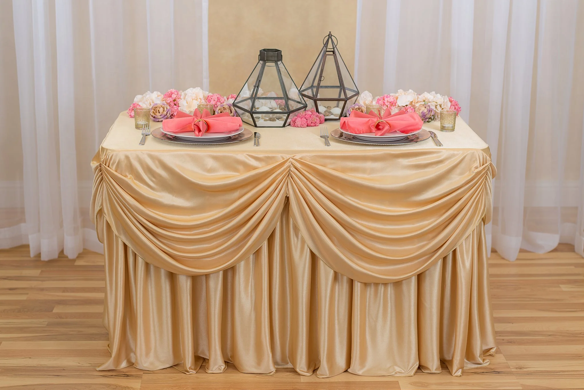 4 ft. Drape Chiffon All-In-1 Tablecloth/Pleated Skirt (8 colors) - Image 5