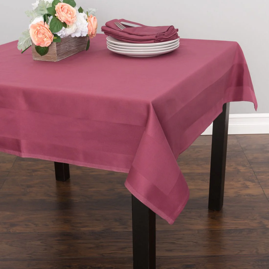 54 in. Satin Band Square Cotton Tablecloth (7 Colors) - Image 3
