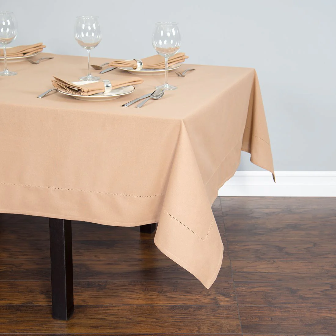 60 in. Square Hemstitch Cotton Tablecloth (3 Colors) - Image 3