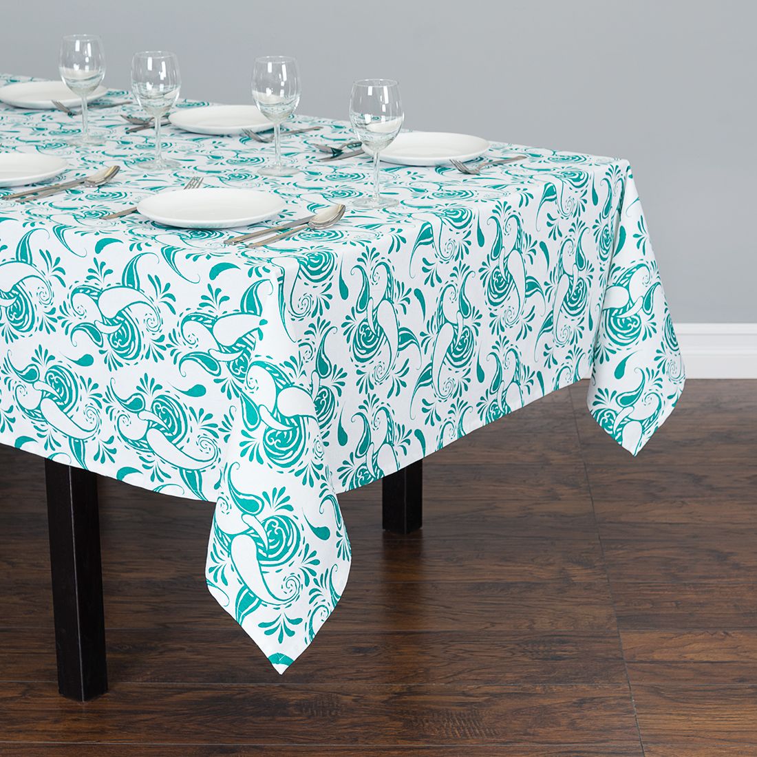 60 in. Square Paisley Cotton Tablecloth (7 Colors) - Image 3