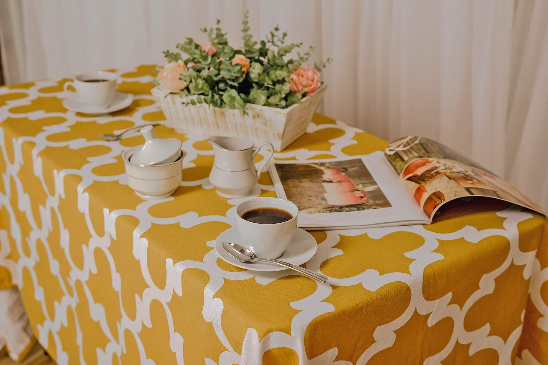 60 X 84 in. Rectangular Trellis Cotton Tablecloth (12 Colors) - Image 17