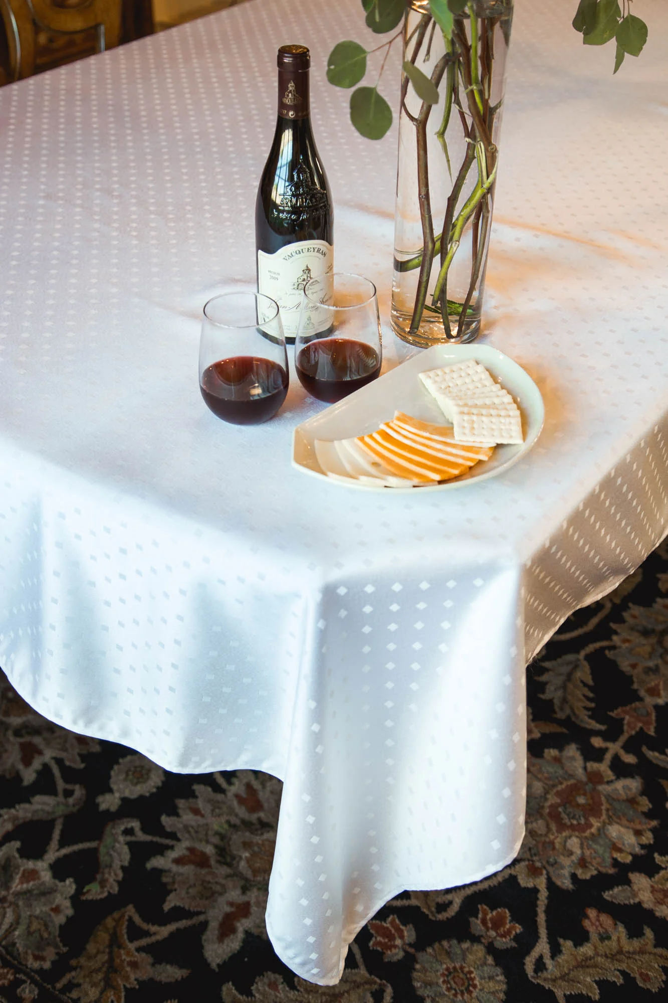 60 X 102 in. Rectangular Square-Point Damask Tablecloth (4 Colors) - Image 3