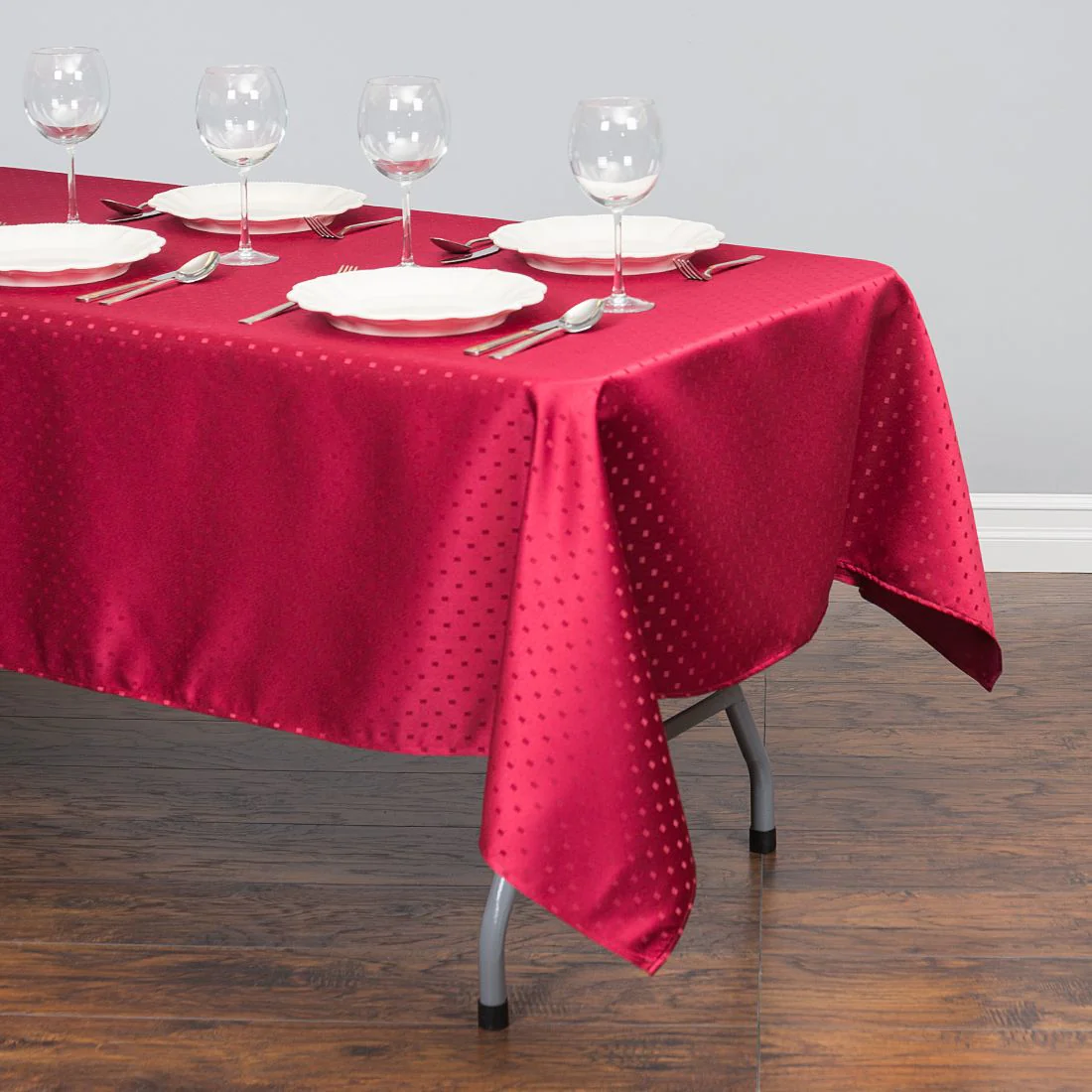 60 X 126 in. Rectangular Square-Point Damask Tablecloth (2 Colors) - Image 3