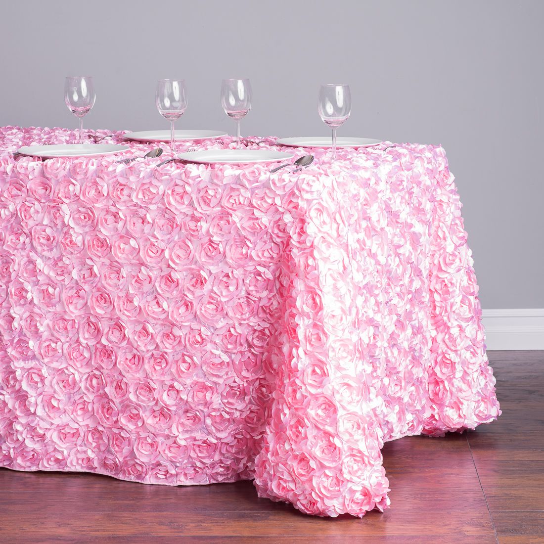 88 X 130 in. Rectangular Rosette Satin Tablecloth (7 Colors) - Image 4