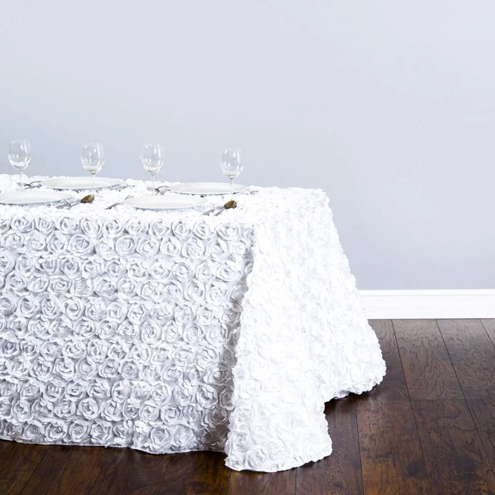 88 X 130 in. Rectangular Rosette Satin Tablecloth (7 Colors) - Image 8