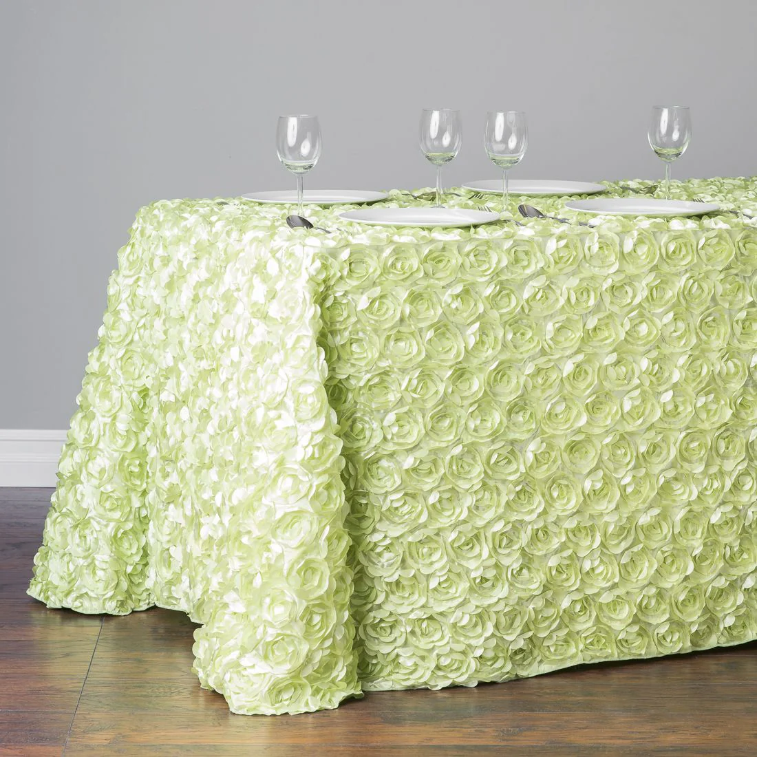 88 X 154 in. Rectangular Rosette Satin Tablecloth (10 Colors) - Image 5