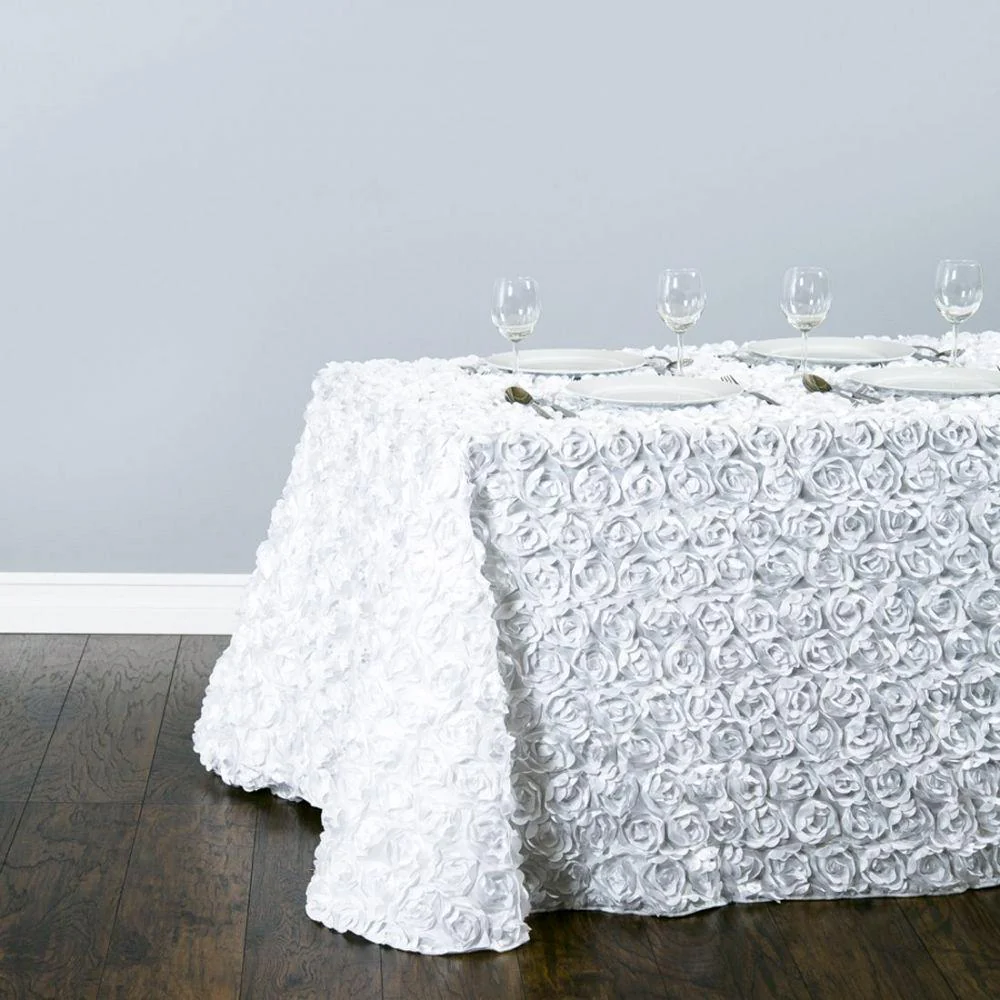 88 X 154 in. Rectangular Rosette Satin Tablecloth (10 Colors) - Image 6