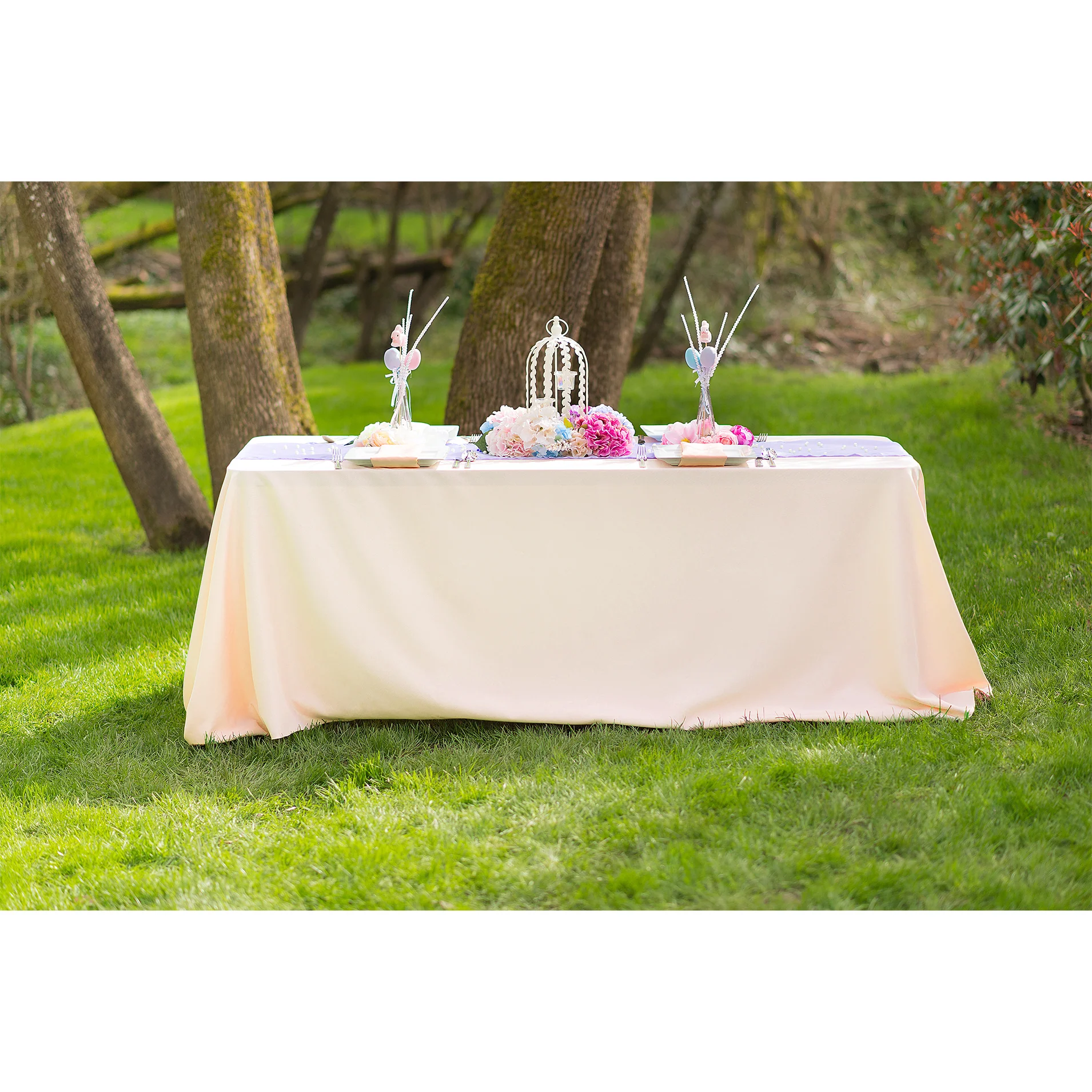 90 X 132 in. Rectangular with Round Corners Polyester Tablecloth (20 Colors) - Image 51