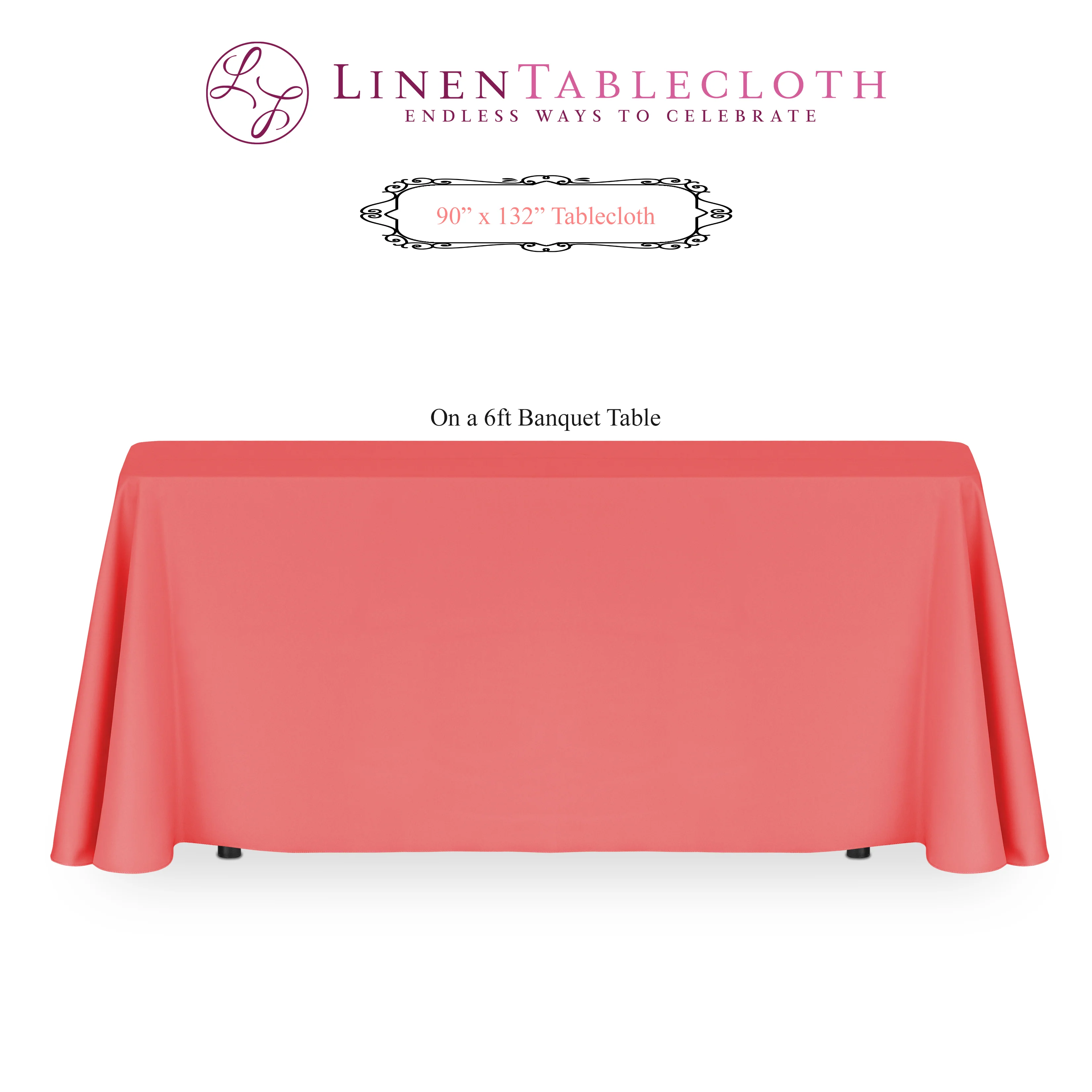 90 X 132 in. Rectangular with Round Corners Polyester Tablecloth (20 Colors) - Image 77