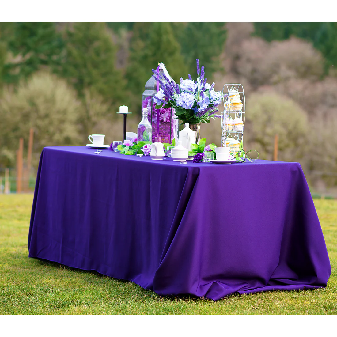 90 X 132 in. Rectangular with Round Corners Polyester Tablecloth (20 Colors) - Image 39
