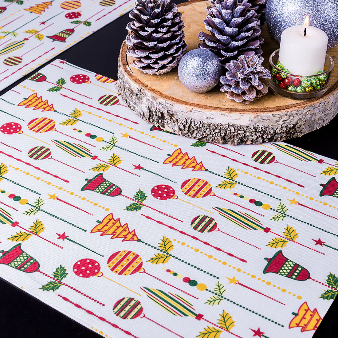 13 X 19 in. Christmas Holiday Cotton Placemats 4/pack (7 Patterns) Christmas Snowflake Jazzy Asterisks - Image 7