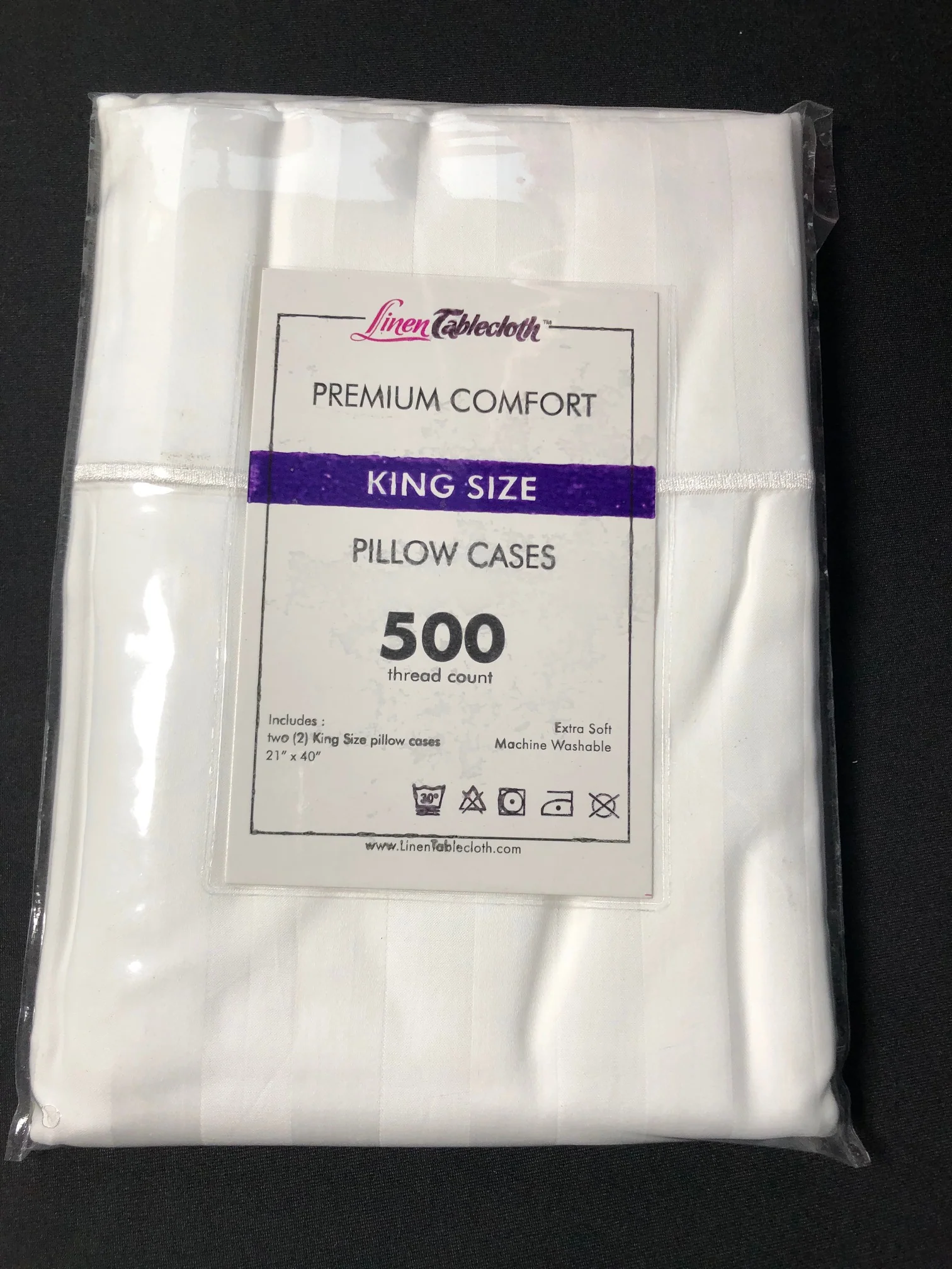 Hotel Selection 500 Thread Count Cotton White Stripe King Pillowcases 2/pack - Image 2
