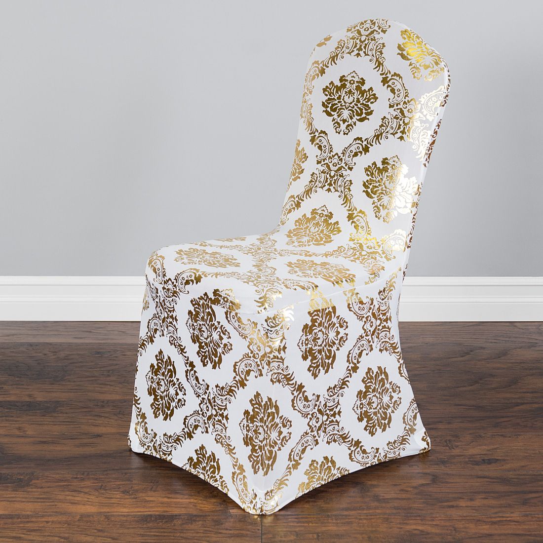 Metallic Damask Stretch Banquet Chair Cover (2 Colors) - Image 4