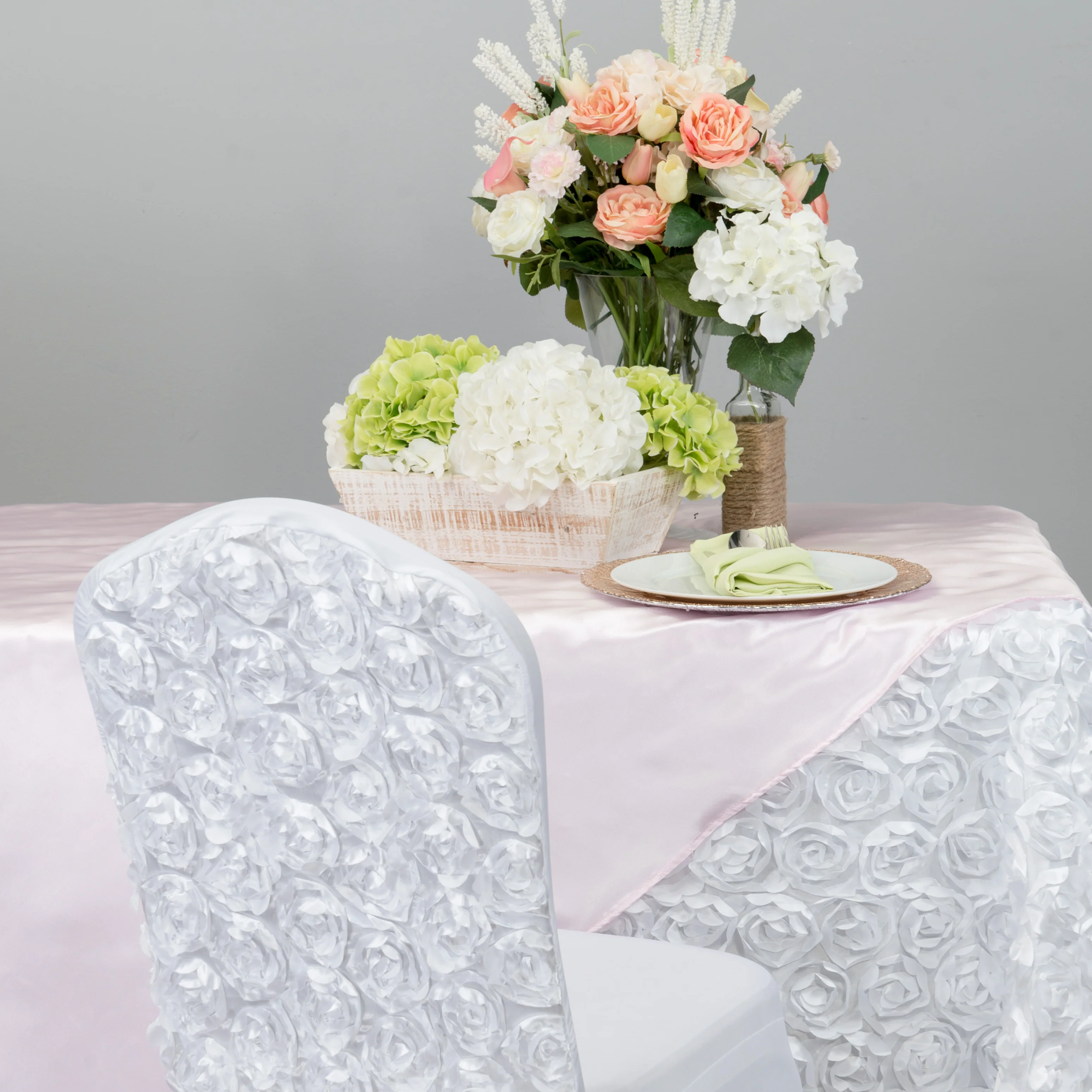 Satin Rosette Stretch Banquet Chair Cover (3 Colors) - Image 9
